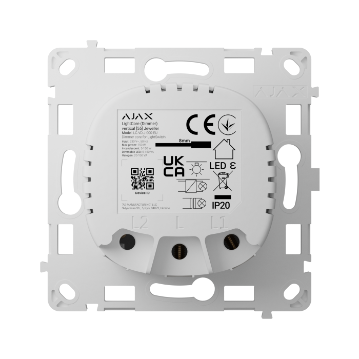 Ajax LightCore (Dimmer) vertical [55] (8EU) ASP white димер