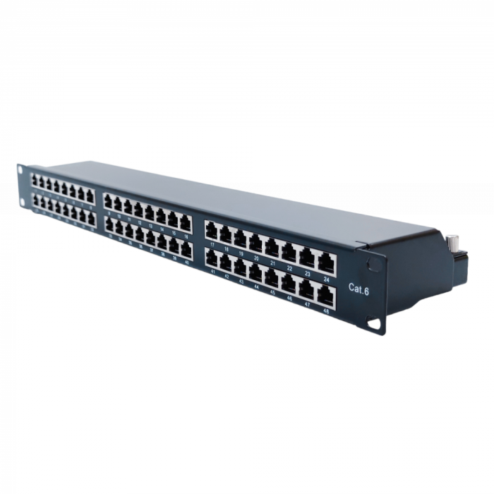 Патч-панель 19" 1U STP 48xRJ-45 Dual IDC type, кат. 6, Kingda