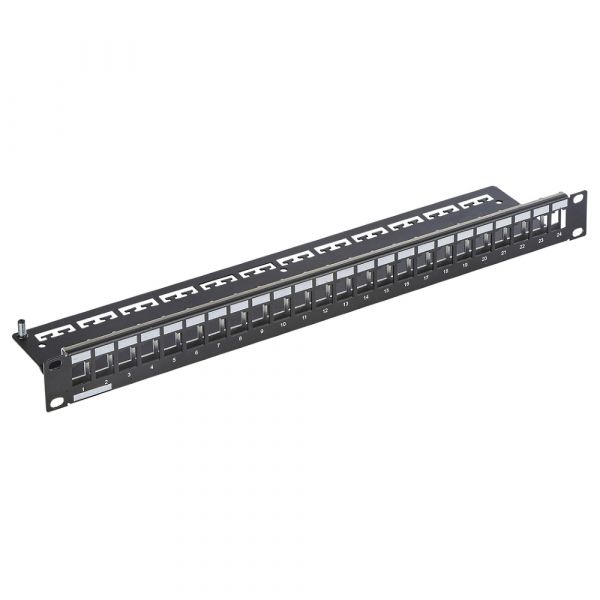 Патч-панель для 24 модулей Keystone 19’’, 1U, черная, Corning